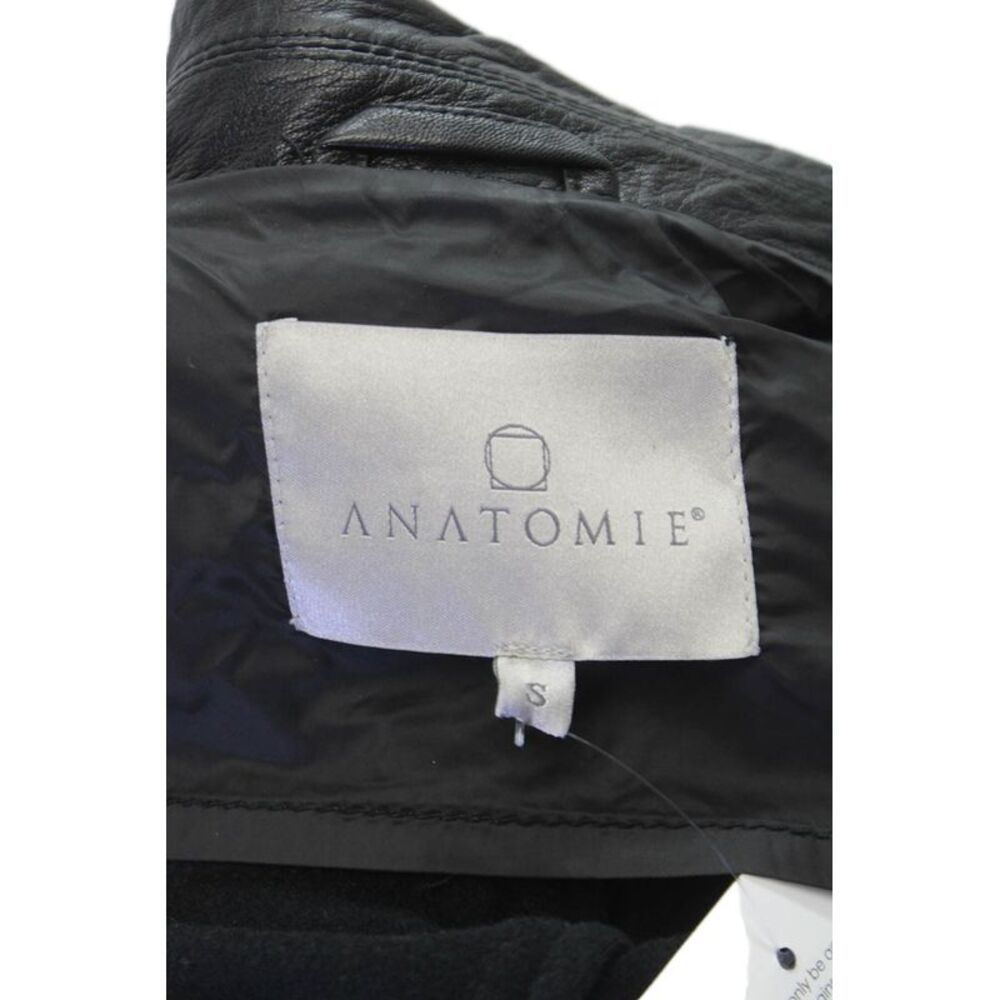 Anatomie Womens Basic Leather Jacket Black Button Long Sleeve Size S - Picture 5 of 5